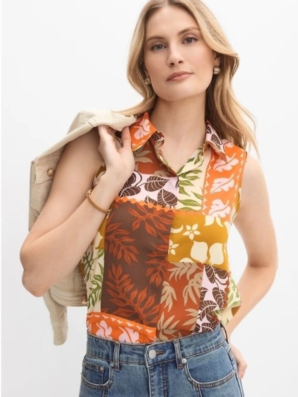 NWT Melanie Lyne Floral Patchwork Blouse size 16